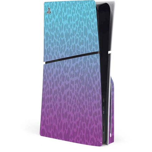 Cheetah Print Purple and Blue PlayStation PS5 Skins
